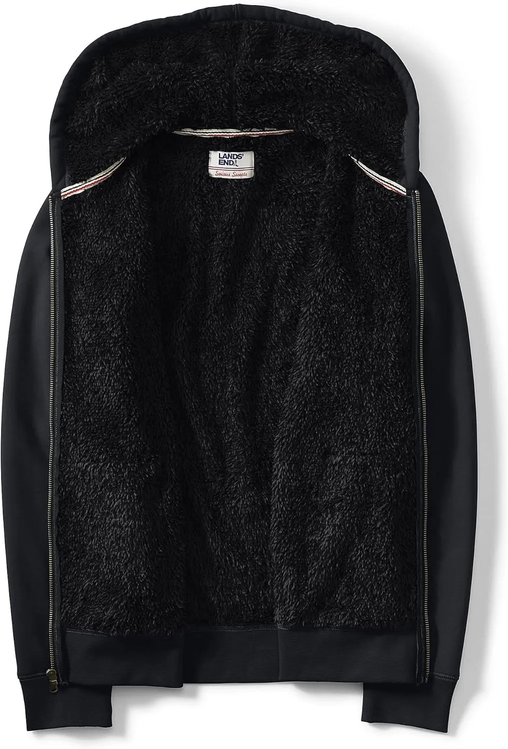 Lands' End Men's Serious Sweats Full Zip Sherpa Fleece Hoodie
