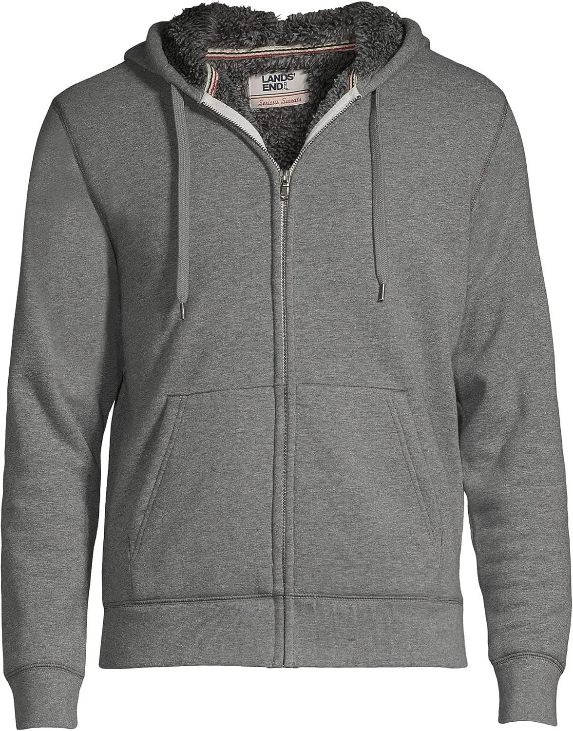Lands' End Men's Serious Sweats Full Zip Sherpa Fleece Hoodie