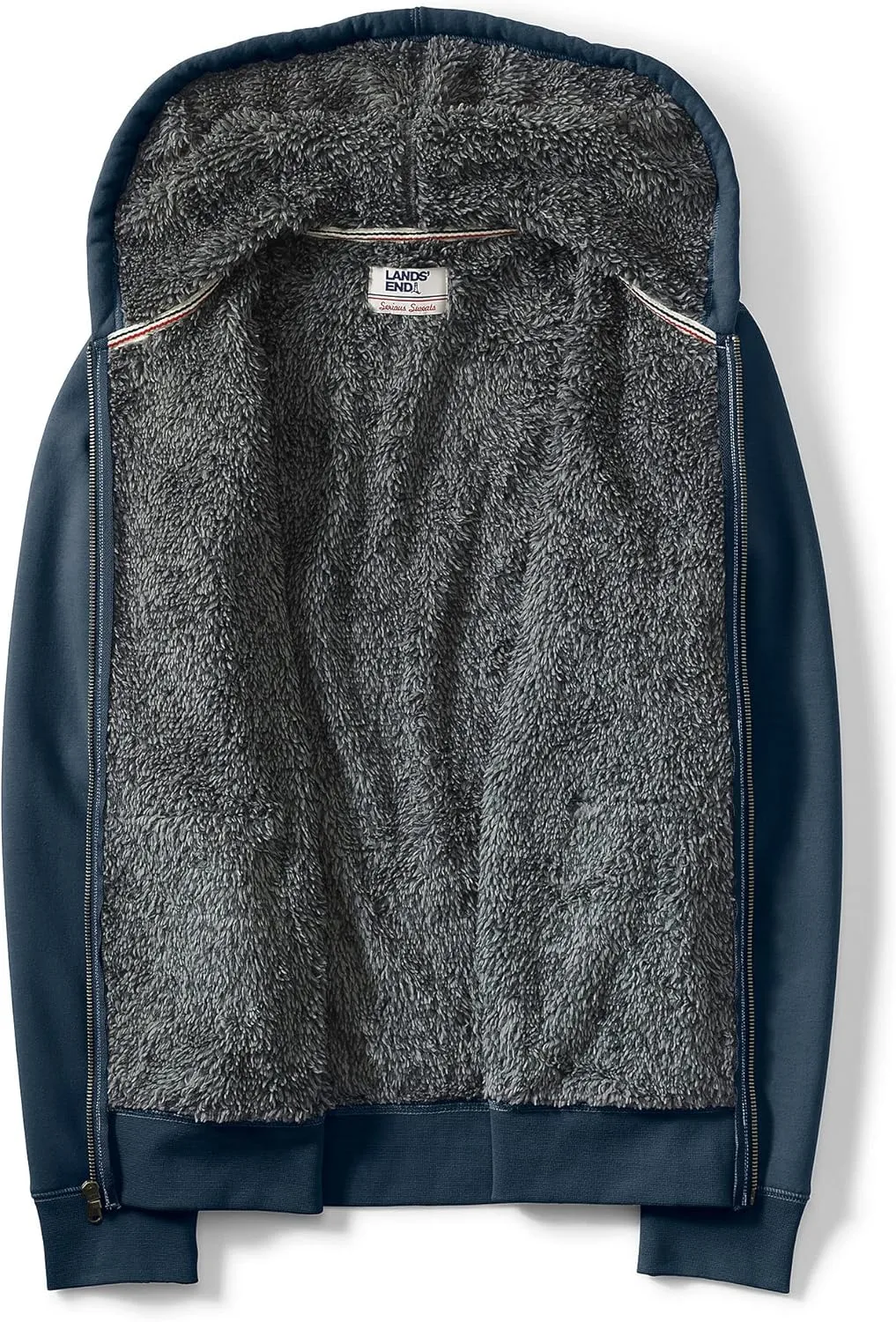 Lands' End Men's Serious Sweats Full Zip Sherpa Fleece Hoodie