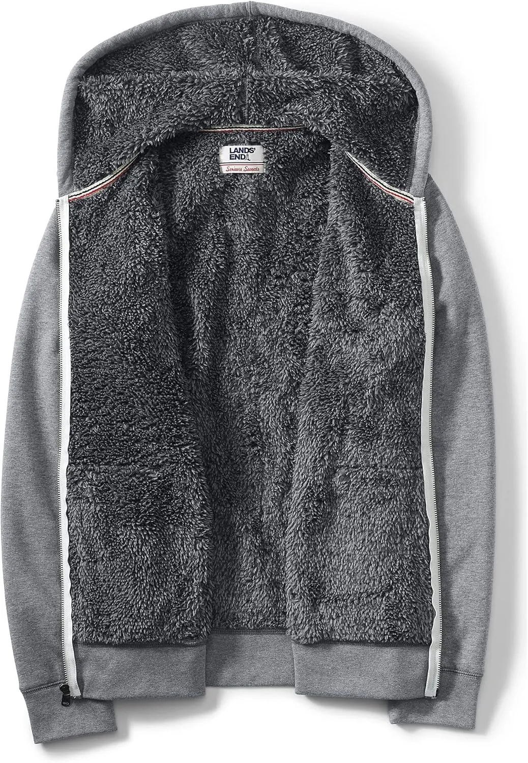 Lands' End Men's Serious Sweats Full Zip Sherpa Fleece Hoodie