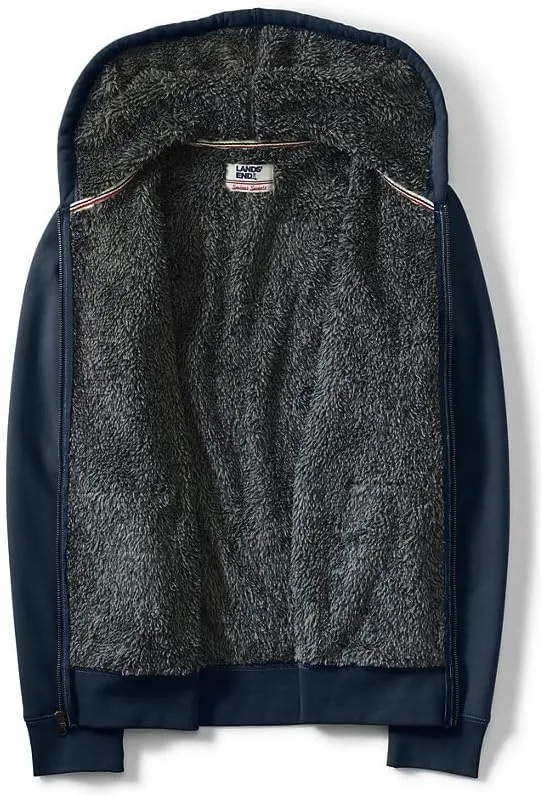 Lands' End Men's Serious Sweats Full Zip Sherpa Fleece Hoodie