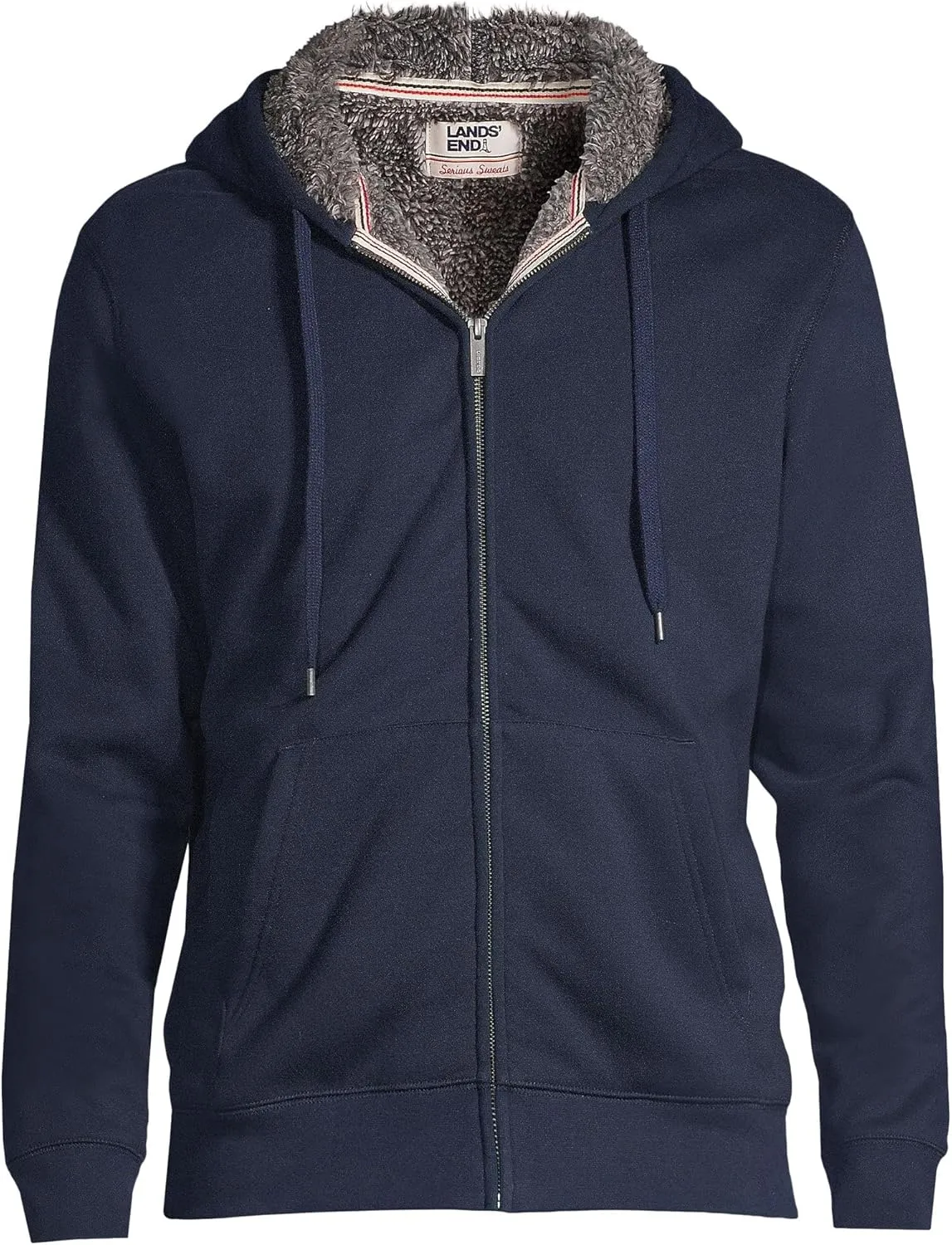 Lands' End Men's Serious Sweats Full Zip Sherpa Fleece Hoodie