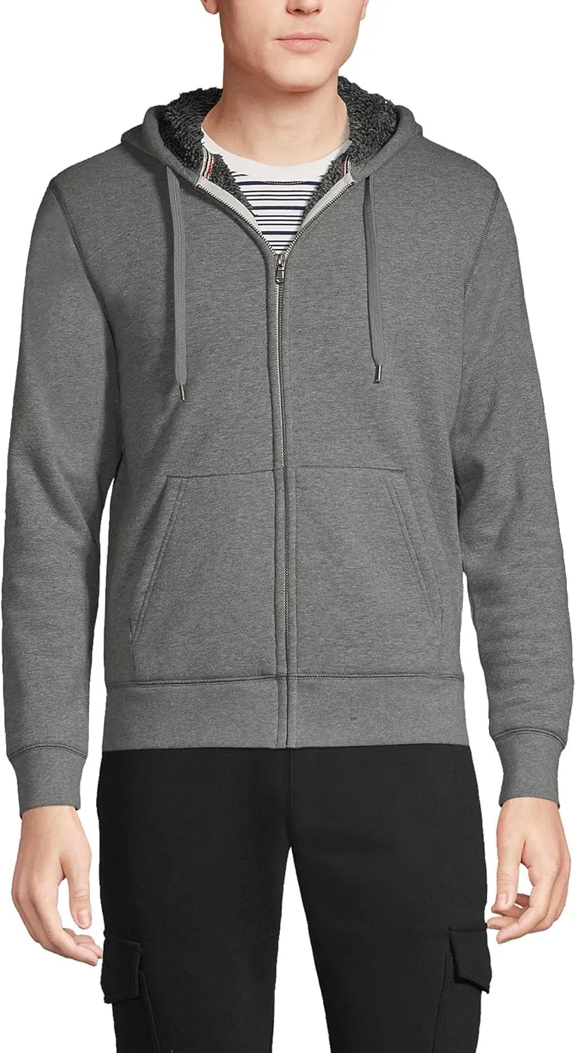 Lands' End Men's Serious Sweats Full Zip Sherpa Fleece Hoodie