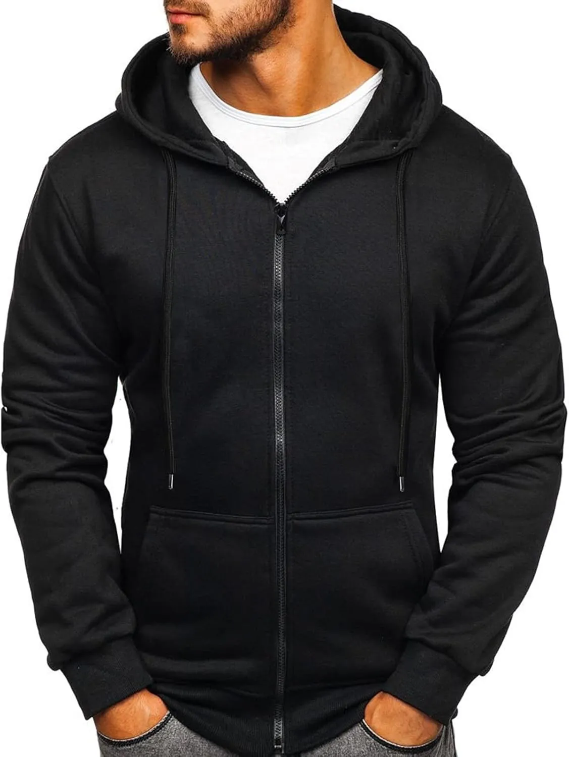 LCMTWX Hoodies for Guys Winter Casual Loose Solid Hooded Sweater Top With Zip Pockets Solid Color Sweatshirt Men Women