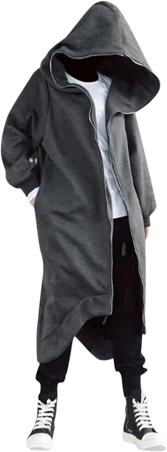 LCMTWX Men's Hooded Fleece Sweatshirt Large Size Sweater Jacket With Zip Pockets Graphic Drawstring Pullover Long Sleeve