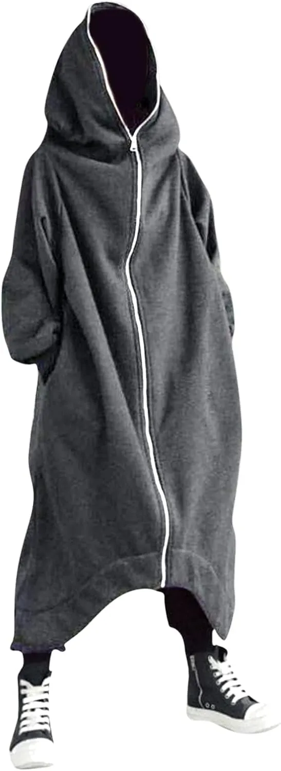 LCMTWX Men's Hooded Fleece Sweatshirt Large Size Sweater Jacket With Zip Pockets Graphic Drawstring Pullover Long Sleeve