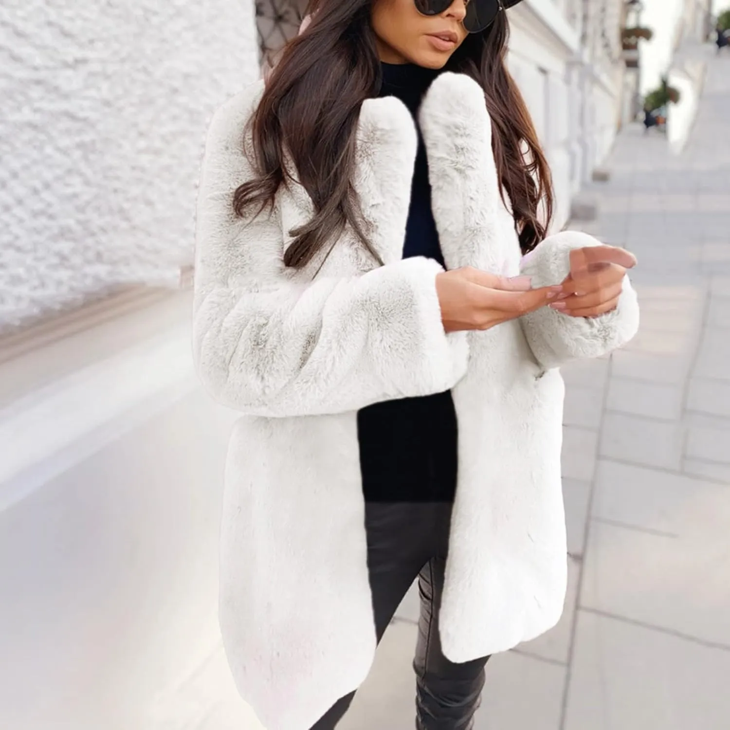 LCMTWX Trench Coat for Women 2023 Furry Women Long Jacket Faux Sleeve Short Warm Women's Coat Cropped Jacket Puffer
