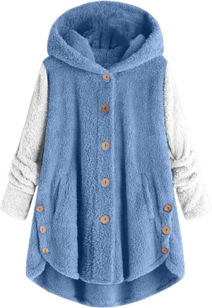 LCMTWX Womens 2023 Winter Fuzzy Fleece Jacket Fleece Sleeve Plus Size Women Women's Coat Solid Oversized Fuzzy Fleece