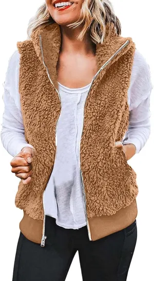LCMTWX Womens 2023 Winter Fuzzy Fleece Jacket Long Jacket Faux Sleeve Short Warm Women's Solid Oversized Fuzzy Fleece