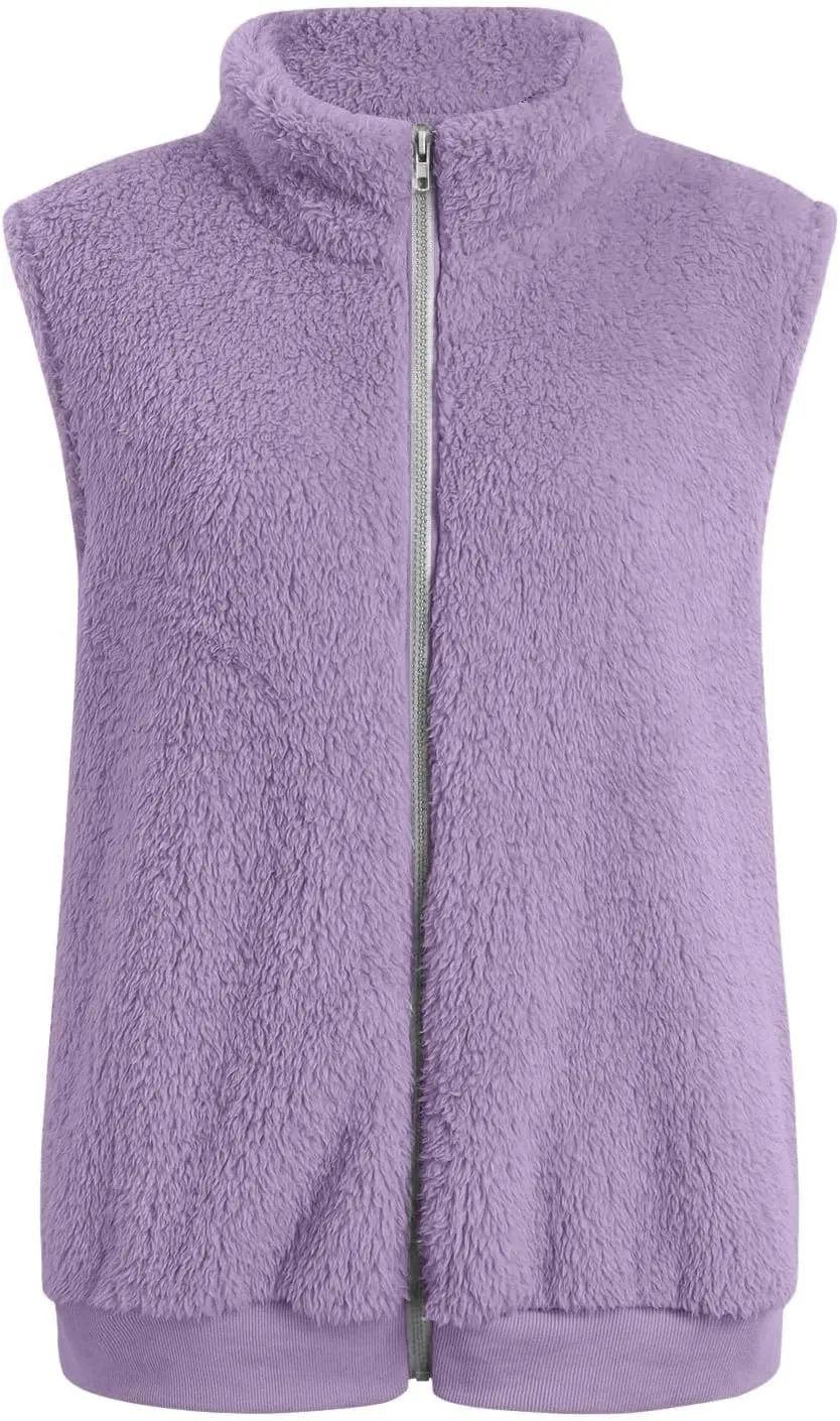 LCMTWX Womens 2023 Winter Fuzzy Fleece Jacket Long Jacket Faux Sleeve Short Warm Women's Solid Oversized Fuzzy Fleece