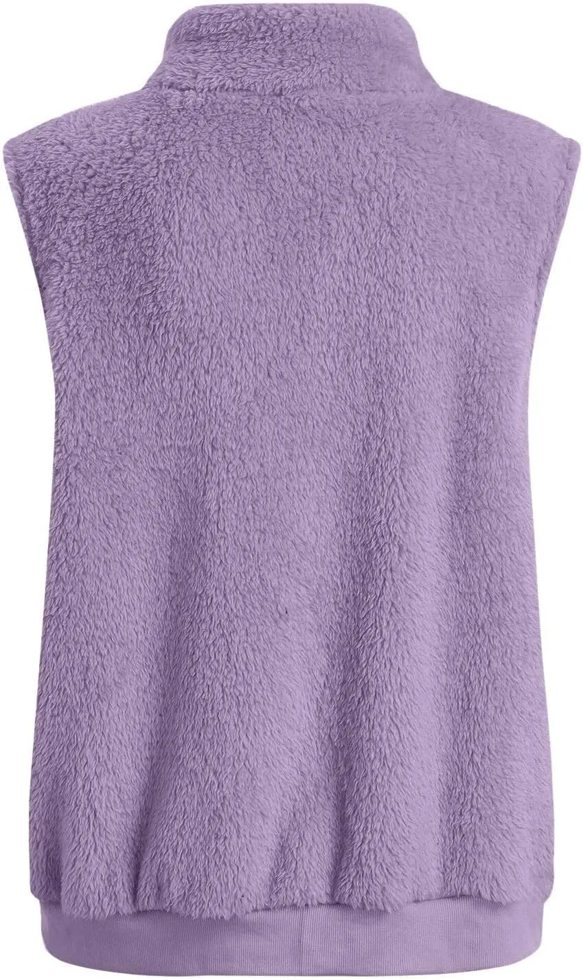 LCMTWX Womens 2023 Winter Fuzzy Fleece Jacket Long Jacket Faux Sleeve Short Warm Women's Solid Oversized Fuzzy Fleece