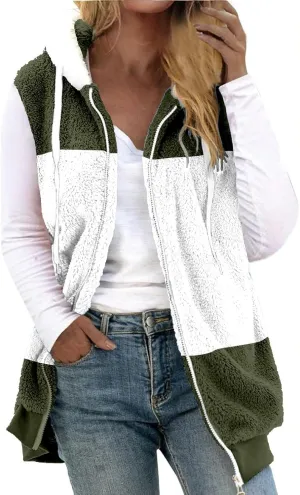 LCMTWX Womens 2023 Winter Fuzzy Fleece Jacket Pocket Zipper Coat Solid Oversized Fuzzy Fleece Fluffy Faux Fur