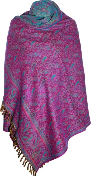 LUXURY HANDMADE PURPLE BLUE FLORAL PAISLEY PREMIUM QUALITY FASHION SCARF MADE OF YAK WOOL OVERSIZE Shawl Blanket stole unisex Travel Wrap Meditation Soft gift for her