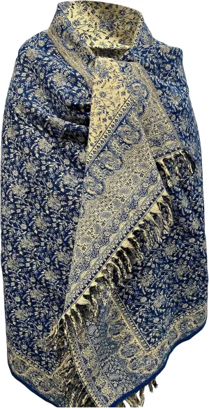 LUXURY YAK WOOL SHAWL FLORAL PAISLEY BLUE BEIGE COLOR SCARF FASHION SCARF OVERSIZE YOGA Blanket stole unisex Travel Wrap Meditation Soft gift for her