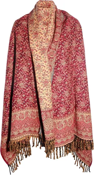 MAROON BEIGE BLUE FLORAL BLANKET SCARF LUXURY PREMIUM QUALITY HANDMADE FASHION SCAR MADE OF YAK WOOL Shawl Blanket stole unisex Travel Wrap Meditation Soft gift for her