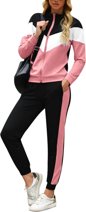 Marvmys Women's Tracksuit Set 2 Piece Sweatsuit Outfits Long Sleeve Zip Up Lounge Jogger Set with Pocket