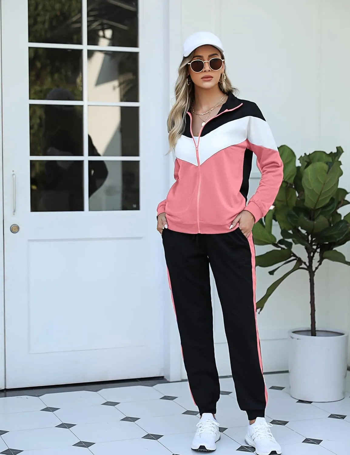 Marvmys Women's Tracksuit Set 2 Piece Sweatsuit Outfits Long Sleeve Zip Up Lounge Jogger Set with Pocket