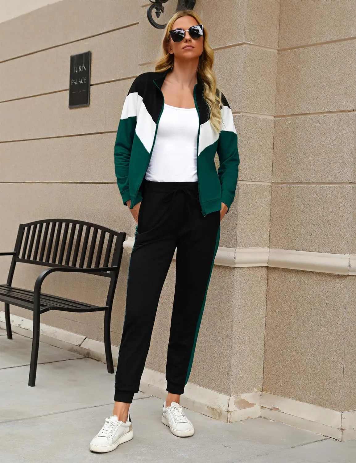 Marvmys Women's Tracksuit Set 2 Piece Sweatsuit Outfits Long Sleeve Zip Up Lounge Jogger Set with Pocket