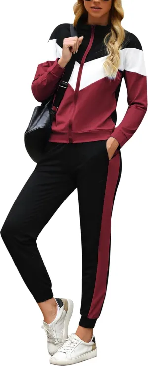 Marvmys Women's Tracksuit Set 2 Piece Sweatsuit Outfits Long Sleeve Zip Up Lounge Jogger Set with Pocket
