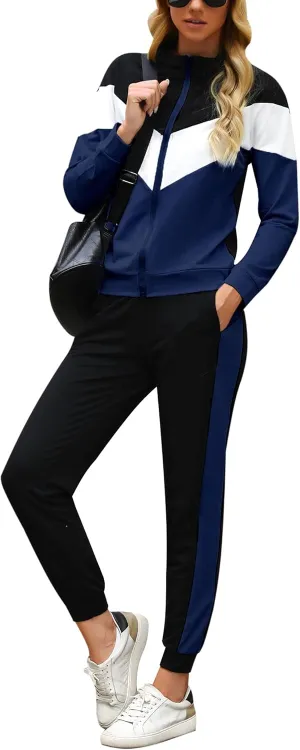 Marvmys Women's Tracksuit Set 2 Piece Sweatsuit Outfits Long Sleeve Zip Up Lounge Jogger Set with Pocket