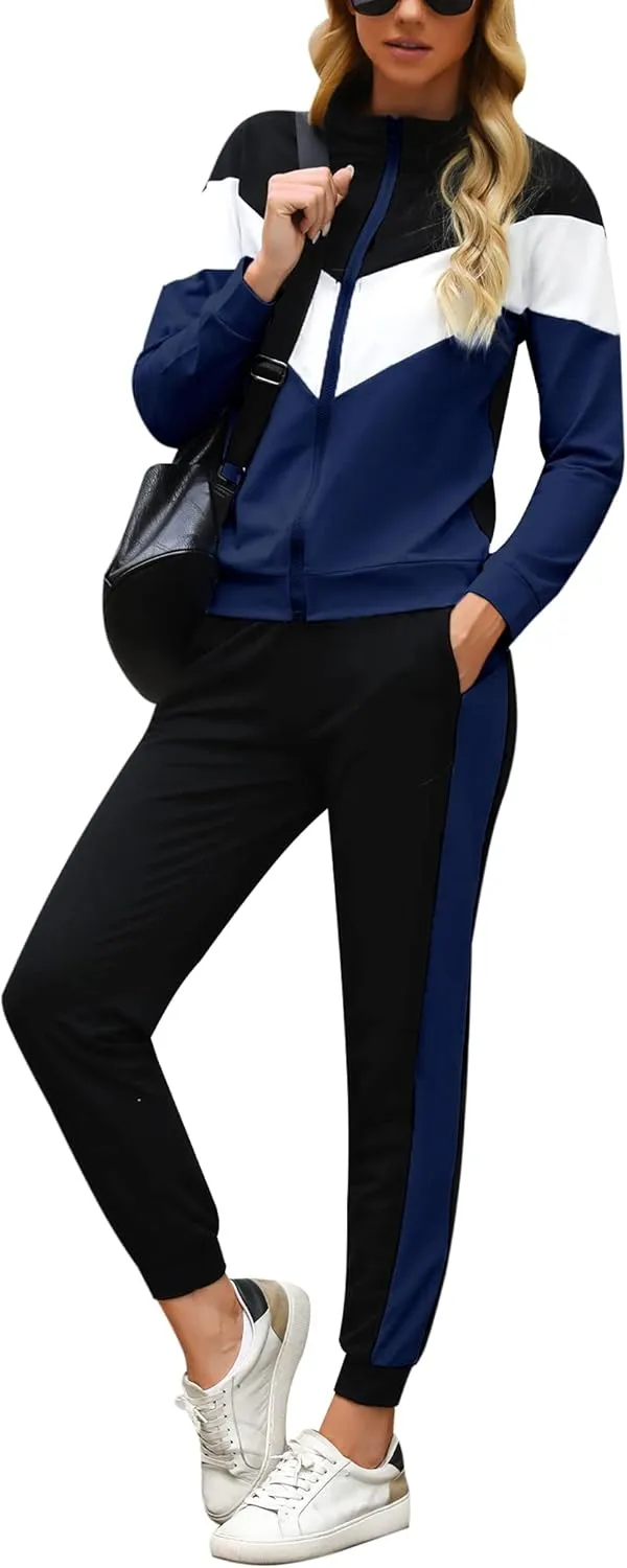 Marvmys Women's Tracksuit Set 2 Piece Sweatsuit Outfits Long Sleeve Zip Up Lounge Jogger Set with Pocket