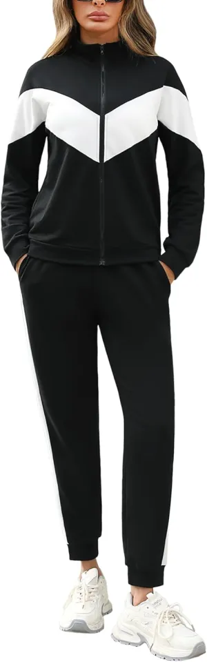 Marvmys Women's Tracksuit Set 2 Piece Sweatsuit Outfits Long Sleeve Zip Up Lounge Jogger Set with Pocket