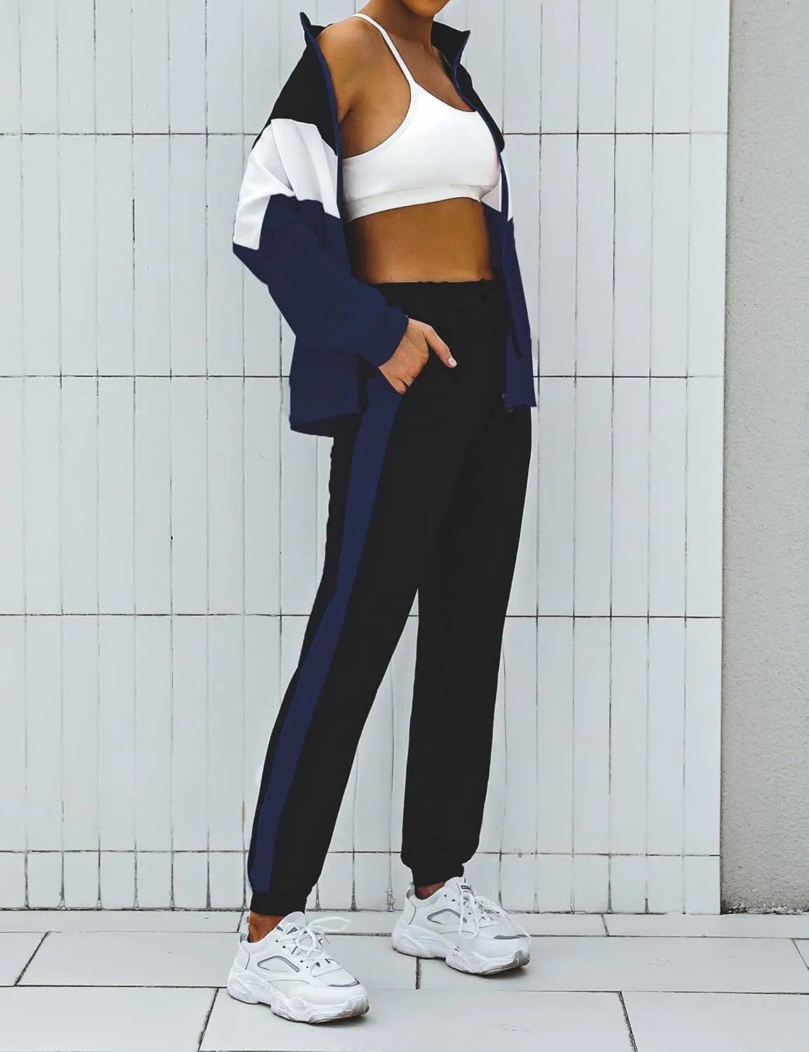 Marvmys Women's Tracksuit Set 2 Piece Sweatsuit Outfits Long Sleeve Zip Up Lounge Jogger Set with Pocket