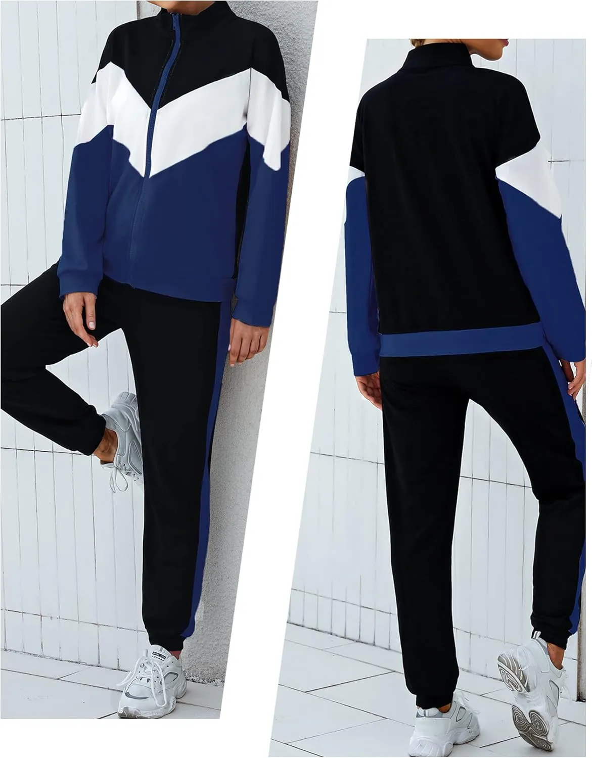 Marvmys Women's Tracksuit Set 2 Piece Sweatsuit Outfits Long Sleeve Zip Up Lounge Jogger Set with Pocket