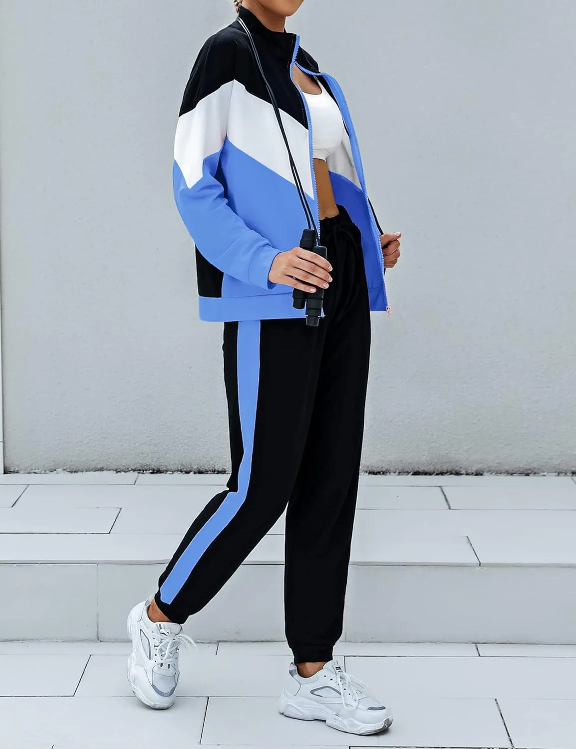 Marvmys Women's Tracksuit Set 2 Piece Sweatsuit Outfits Long Sleeve Zip Up Lounge Jogger Set with Pocket