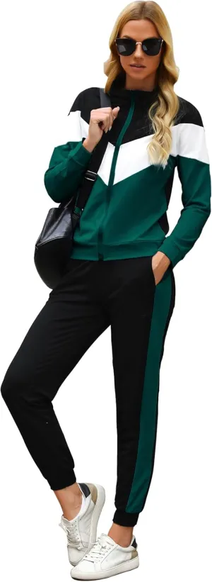 Marvmys Women's Tracksuit Set 2 Piece Sweatsuit Outfits Long Sleeve Zip Up Lounge Jogger Set with Pocket