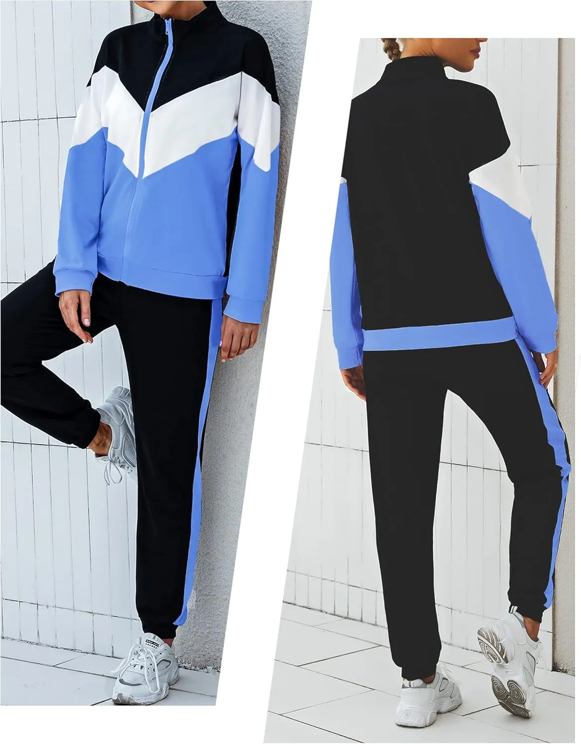 Marvmys Women's Tracksuit Set 2 Piece Sweatsuit Outfits Long Sleeve Zip Up Lounge Jogger Set with Pocket