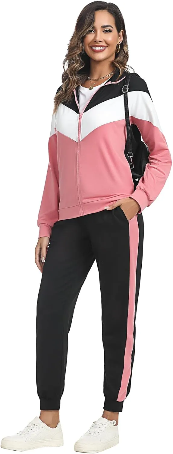 Marvmys Women's Tracksuit Set 2 Piece Sweatsuit Outfits Long Sleeve Zip Up Lounge Jogger Set with Pocket