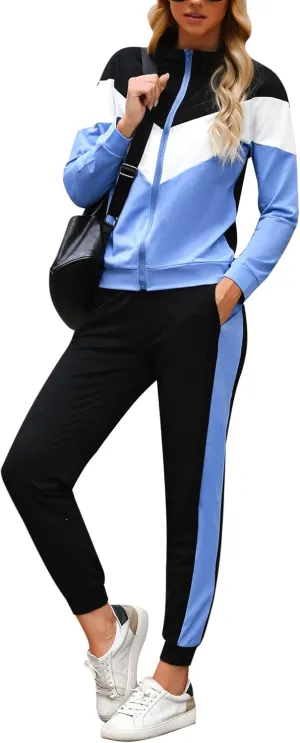 Marvmys Women's Tracksuit Set 2 Piece Sweatsuit Outfits Long Sleeve Zip Up Lounge Jogger Set with Pocket
