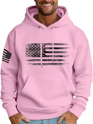 Men Big and Tall Hoodie Long Sleeve USA Flag Graphic Printed Patriotic Hooded Sweatshirt with Pocket