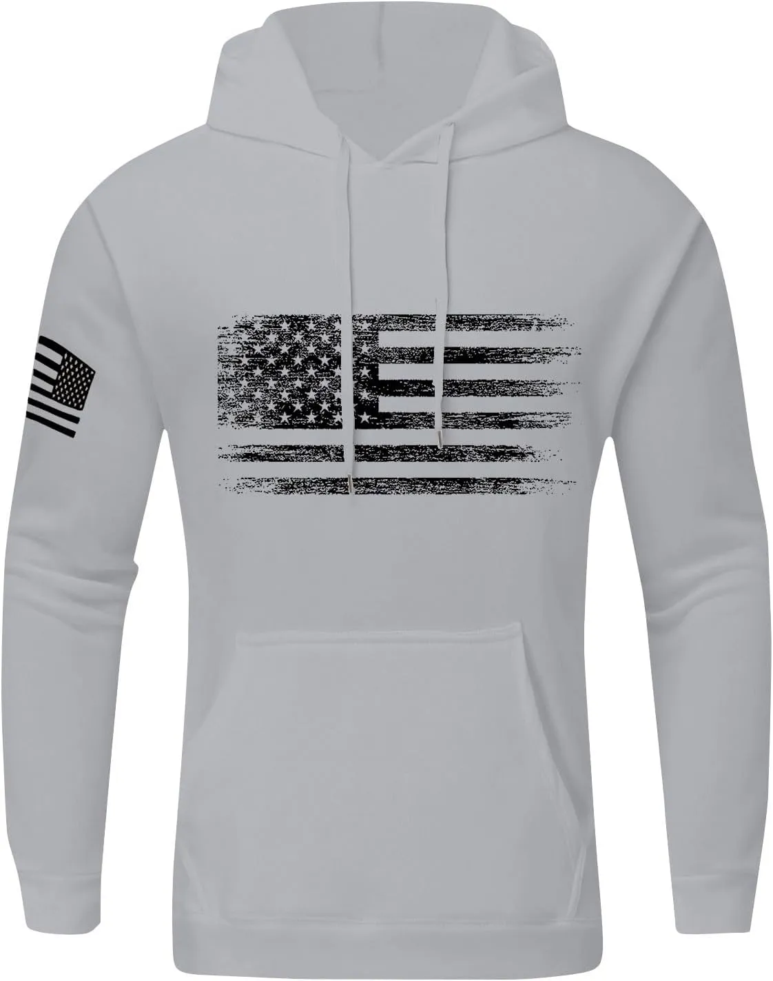 Men Big and Tall Hoodie Long Sleeve USA Flag Graphic Printed Patriotic Hooded Sweatshirt with Pocket