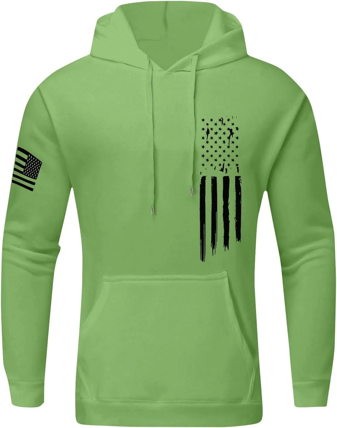 Men's Big and Tall Hoodie Causal Long Sleeve Drawstring Hooded Sweatshirts Trendy American Flag Print Pullover Tops