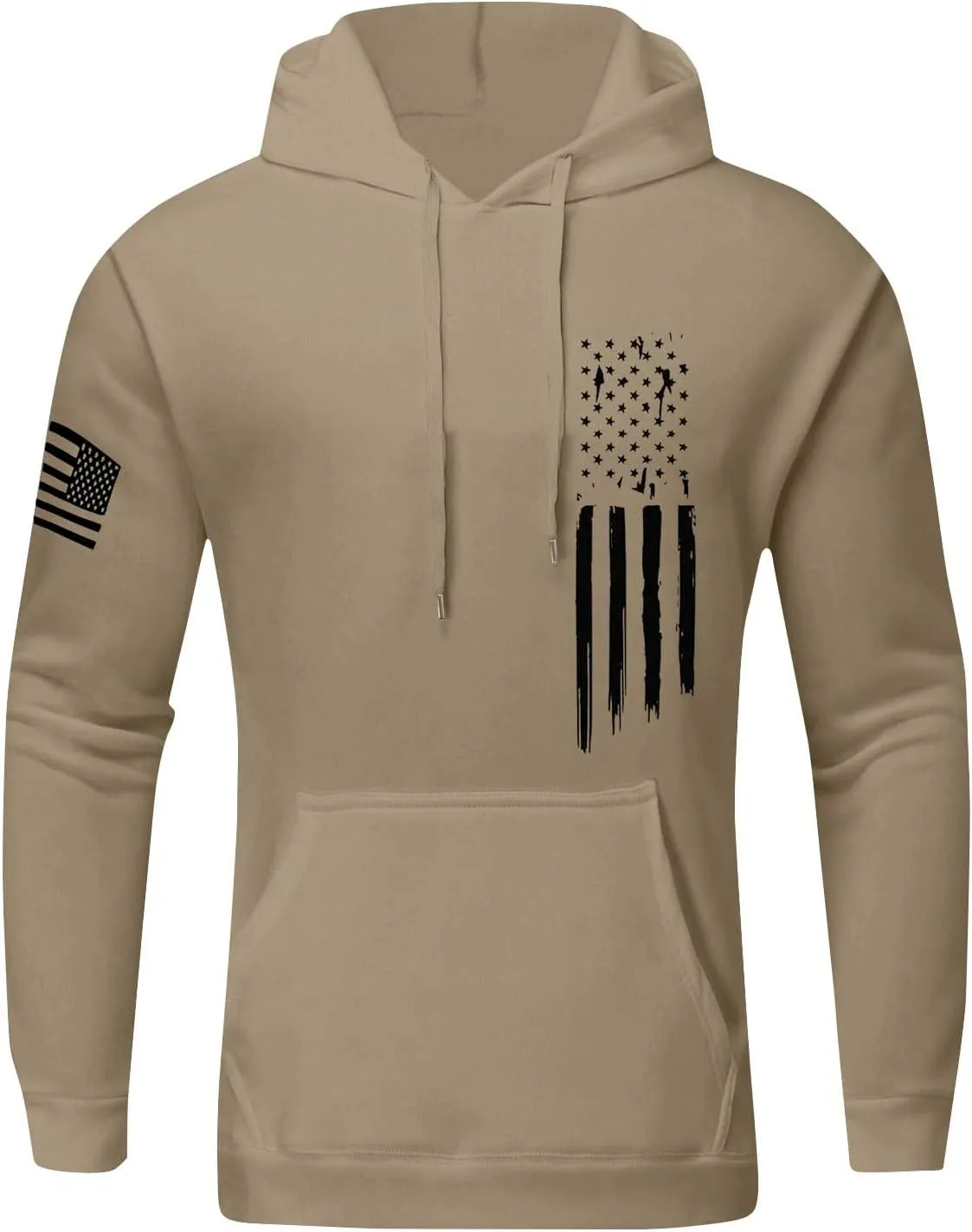 Men's Big and Tall Hoodie Causal Long Sleeve Drawstring Hooded Sweatshirts Trendy American Flag Print Pullover Tops
