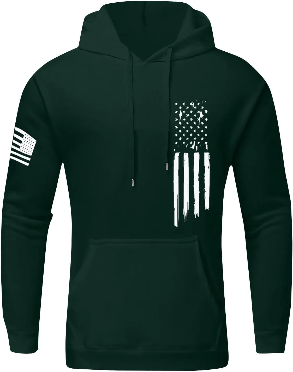 Men's Big and Tall Hoodie Causal Long Sleeve Drawstring Hooded Sweatshirts Trendy American Flag Print Pullover Tops