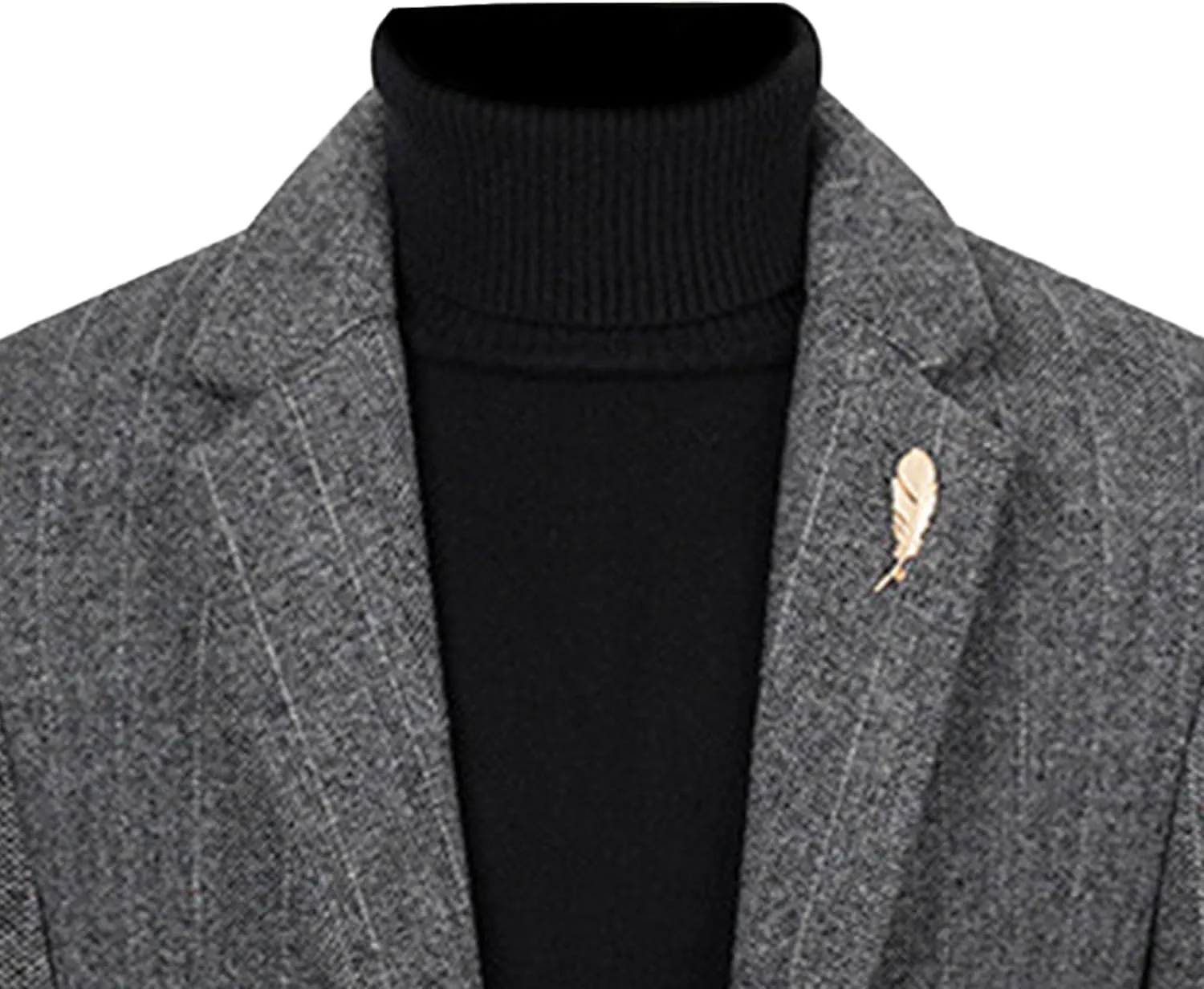 Men's Classic Blend Trench Overcoat Single Breasted Slim Business Pea Coats Winter Lapel Windbreaker Jacket