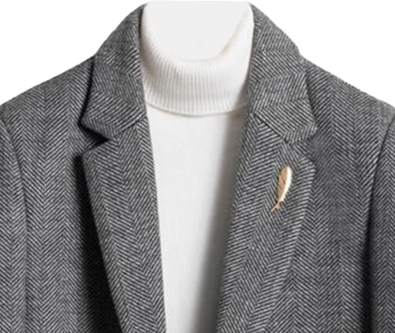 Men's Classic Blend Trench Overcoat Single Breasted Slim Business Pea Coats Winter Lapel Windbreaker Jacket