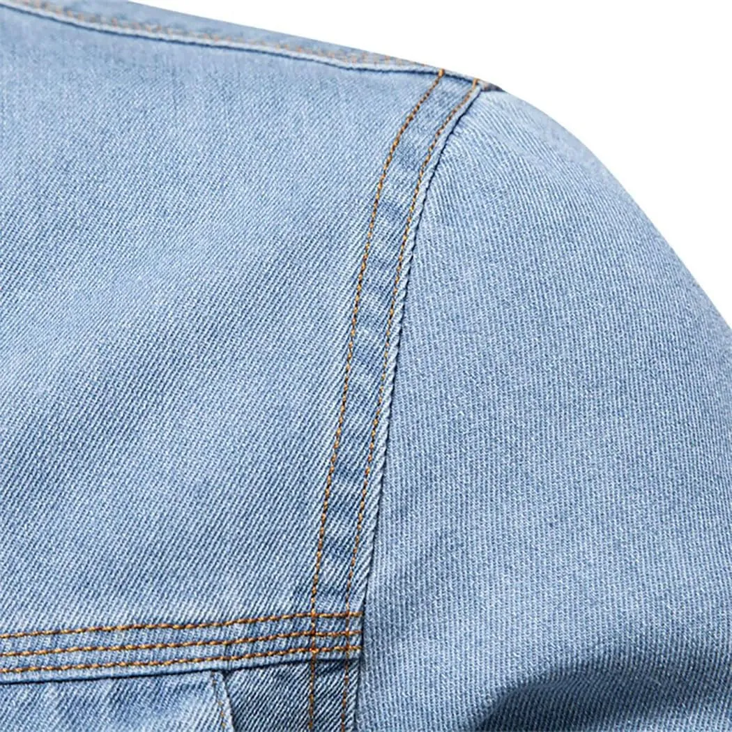 Men's Denim Jacket Loose Fit Cowboy Vintage Washed Cotton Jean Coat Spring Casual Outerwear Shirt Jacket For Men