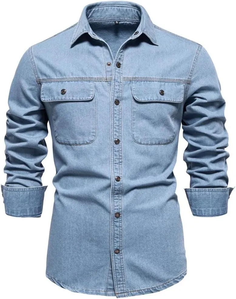 Men's Denim Jacket Loose Fit Cowboy Vintage Washed Cotton Jean Coat Spring Casual Outerwear Shirt Jacket For Men