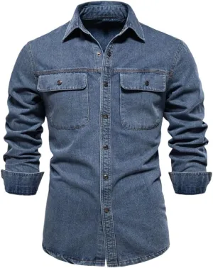 Men's Denim Jacket Loose Fit Cowboy Vintage Washed Cotton Jean Coat Spring Casual Outerwear Shirt Jacket For Men