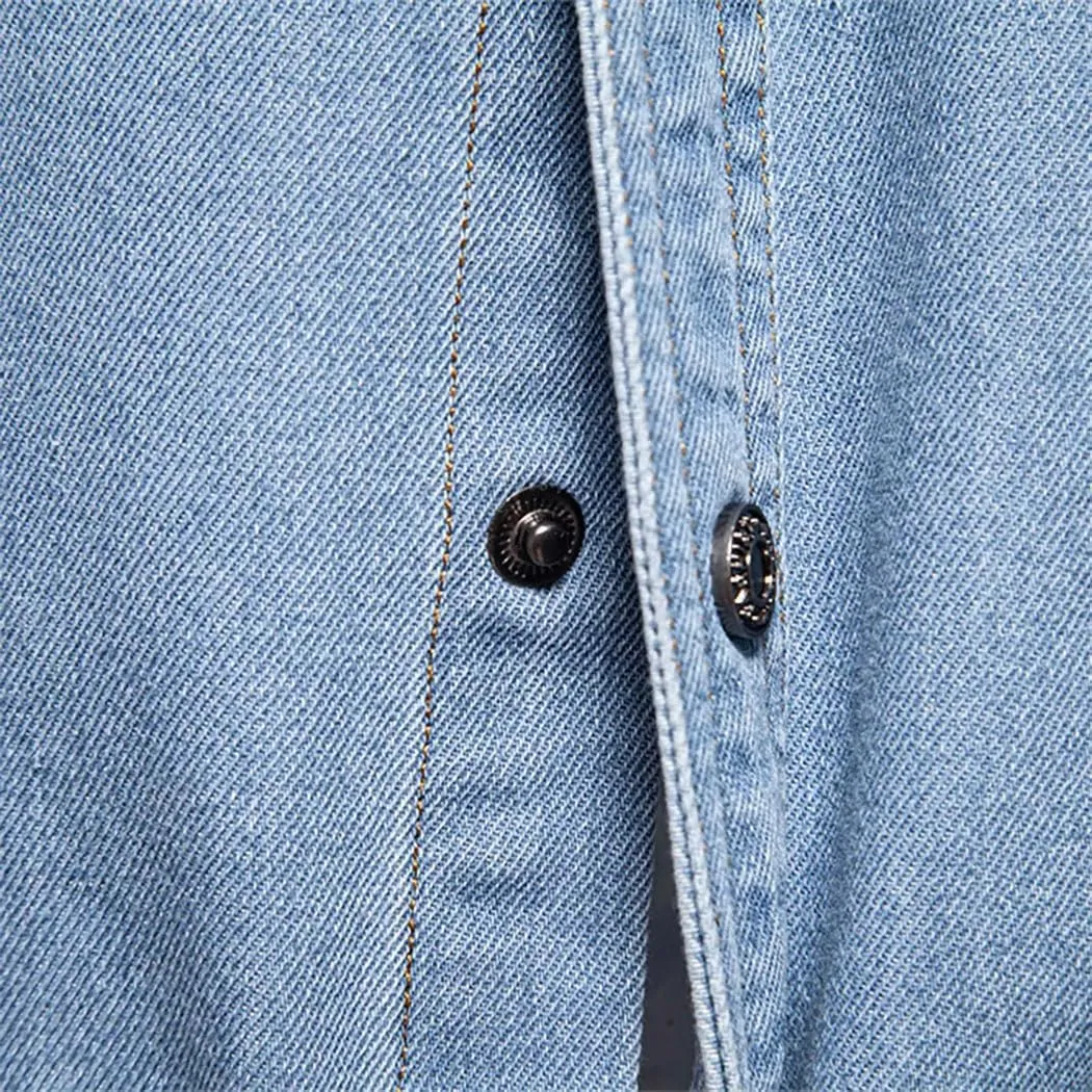 Men's Denim Jacket Loose Fit Cowboy Vintage Washed Cotton Jean Coat Spring Casual Outerwear Shirt Jacket For Men
