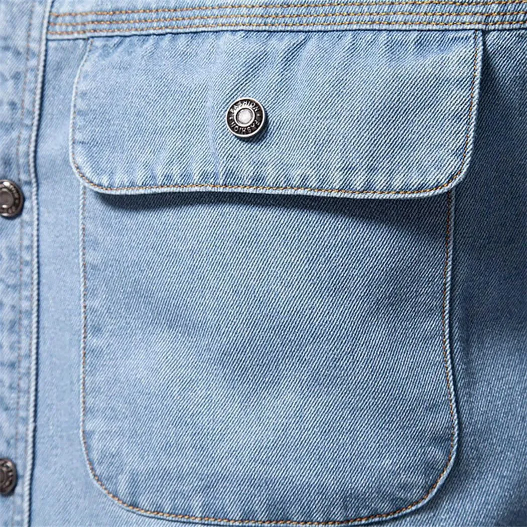 Men's Denim Jacket Loose Fit Cowboy Vintage Washed Cotton Jean Coat Spring Casual Outerwear Shirt Jacket For Men