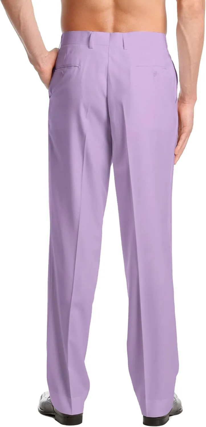 Men's Dress Pants Trousers Flat Front Slacks Solid LAVENDER Light PURPLE Color