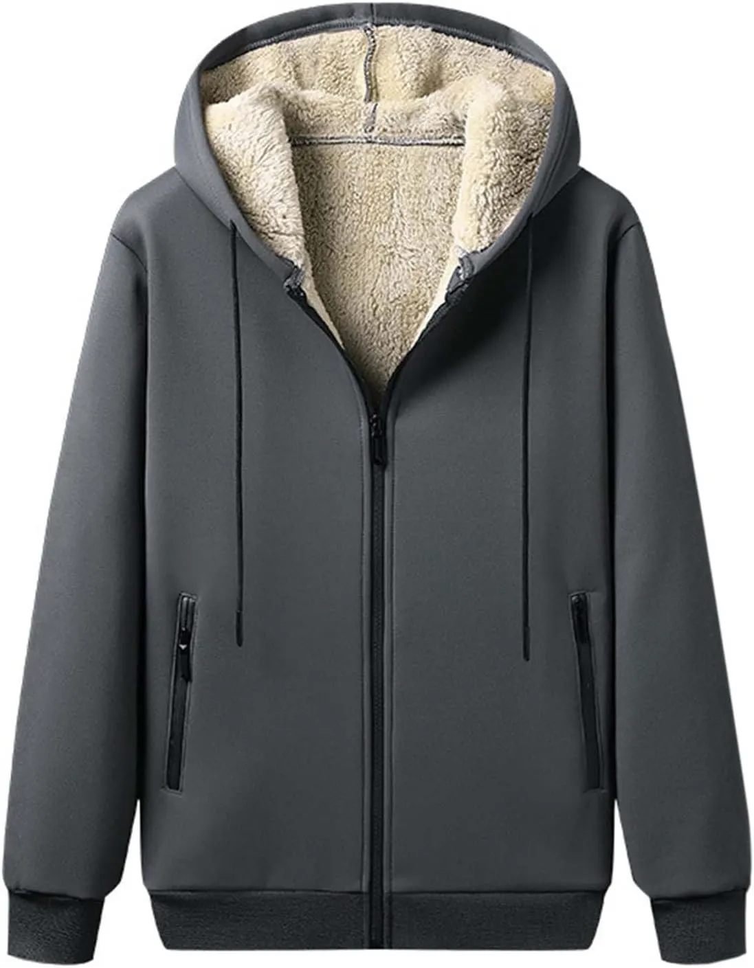 Mens Fleece Lined Sherpa Hoodie Set Sweatshirt and Jogger Pants Outfit Winter Warmth Soft Breathable Cozy Loungewear