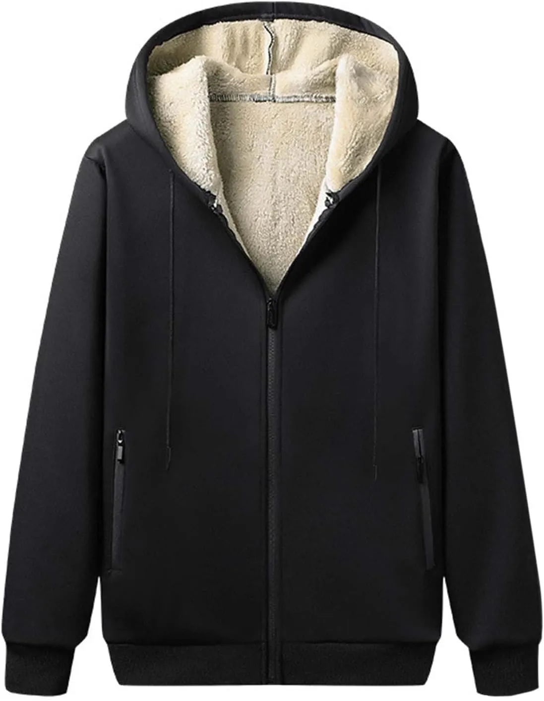 Mens Fleece Lined Sherpa Hoodie Set Sweatshirt and Jogger Pants Outfit Winter Warmth Soft Breathable Cozy Loungewear