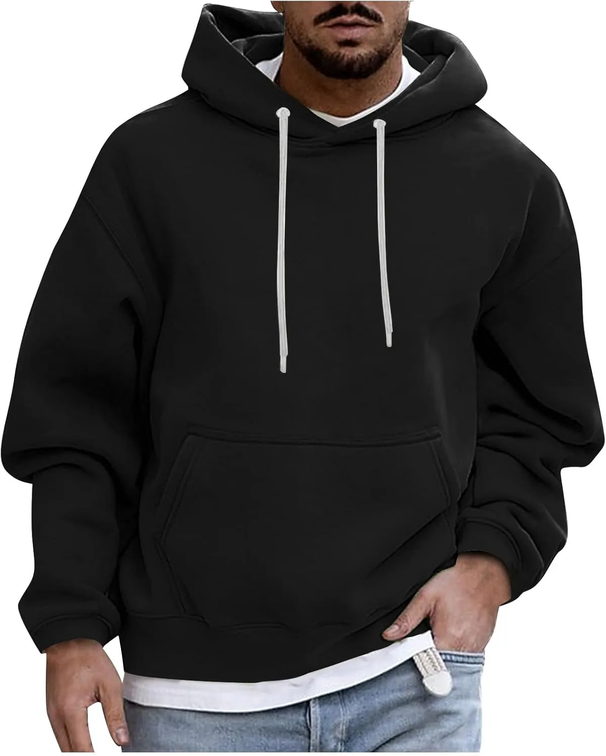 Men'S Hoodies,Big And Tall Plain Hoodie Sweatshirts Fashion Hooded Pullover Casual Long Sleeve Fall Top M-4Xl