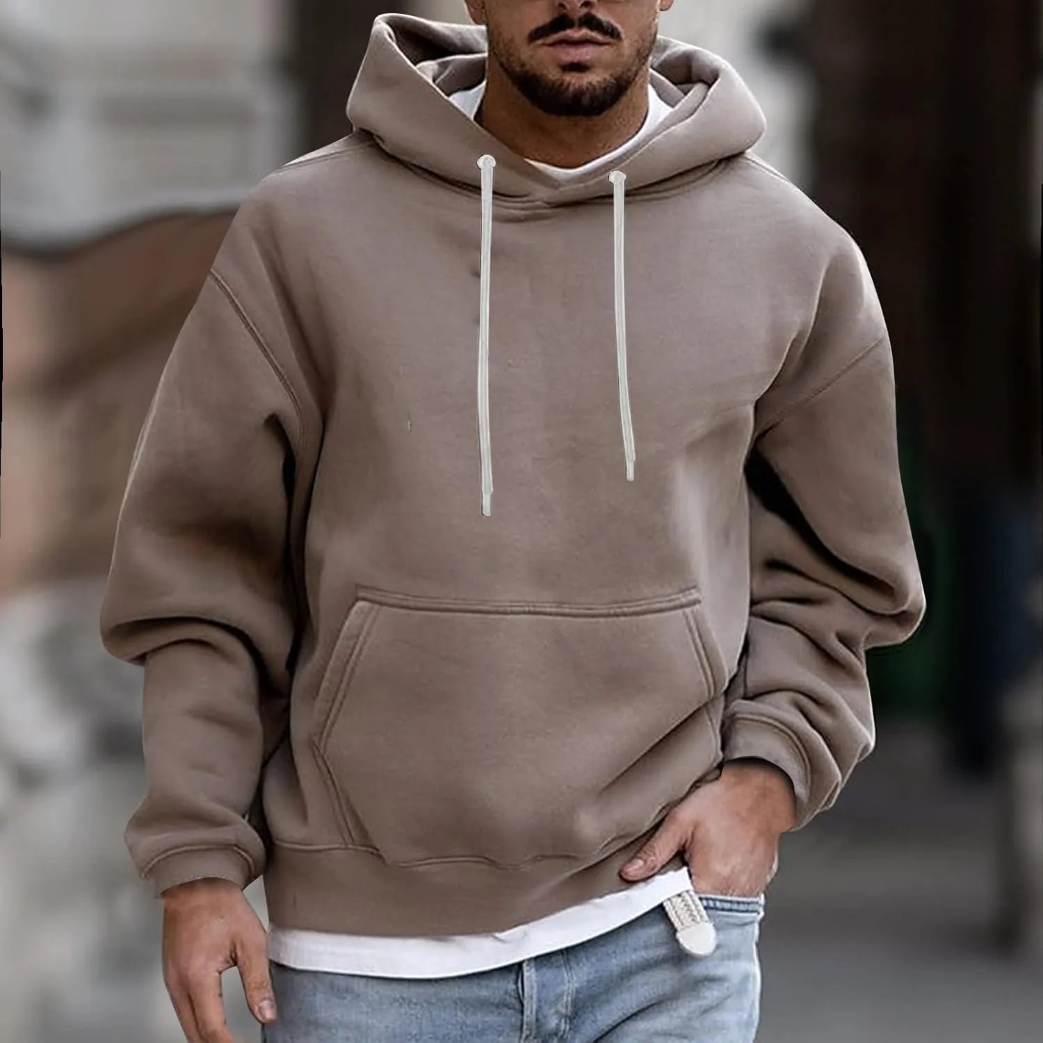 Men'S Hoodies,Big And Tall Plain Hoodie Sweatshirts Fashion Hooded Pullover Casual Long Sleeve Fall Top M-4Xl